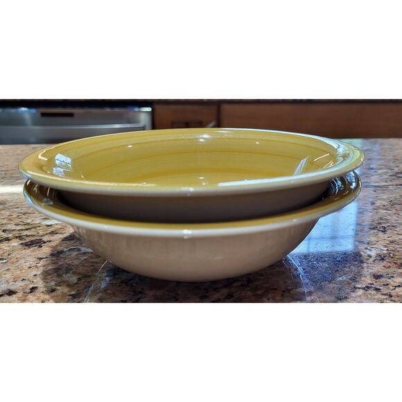 Phillip & Richard Swirl Yellow Bowls 7" Hand Painted (Set Of 2) - Picture 8 of 15